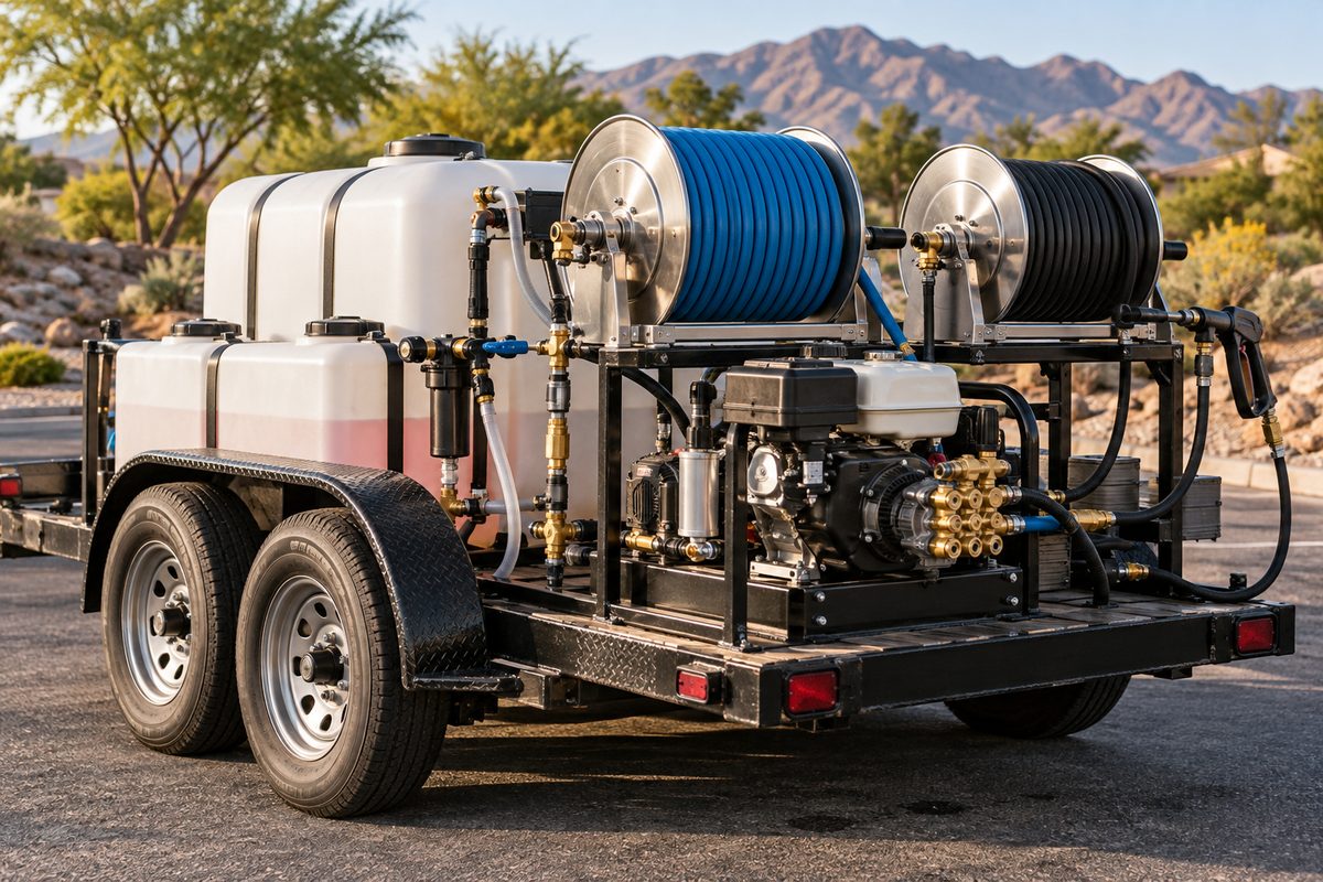 Professional mobile pressure washing trailer and equipment rig in Spring Valley